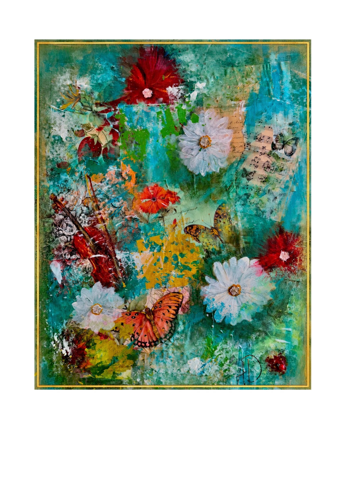 Floral Teal Symphony – Art Print